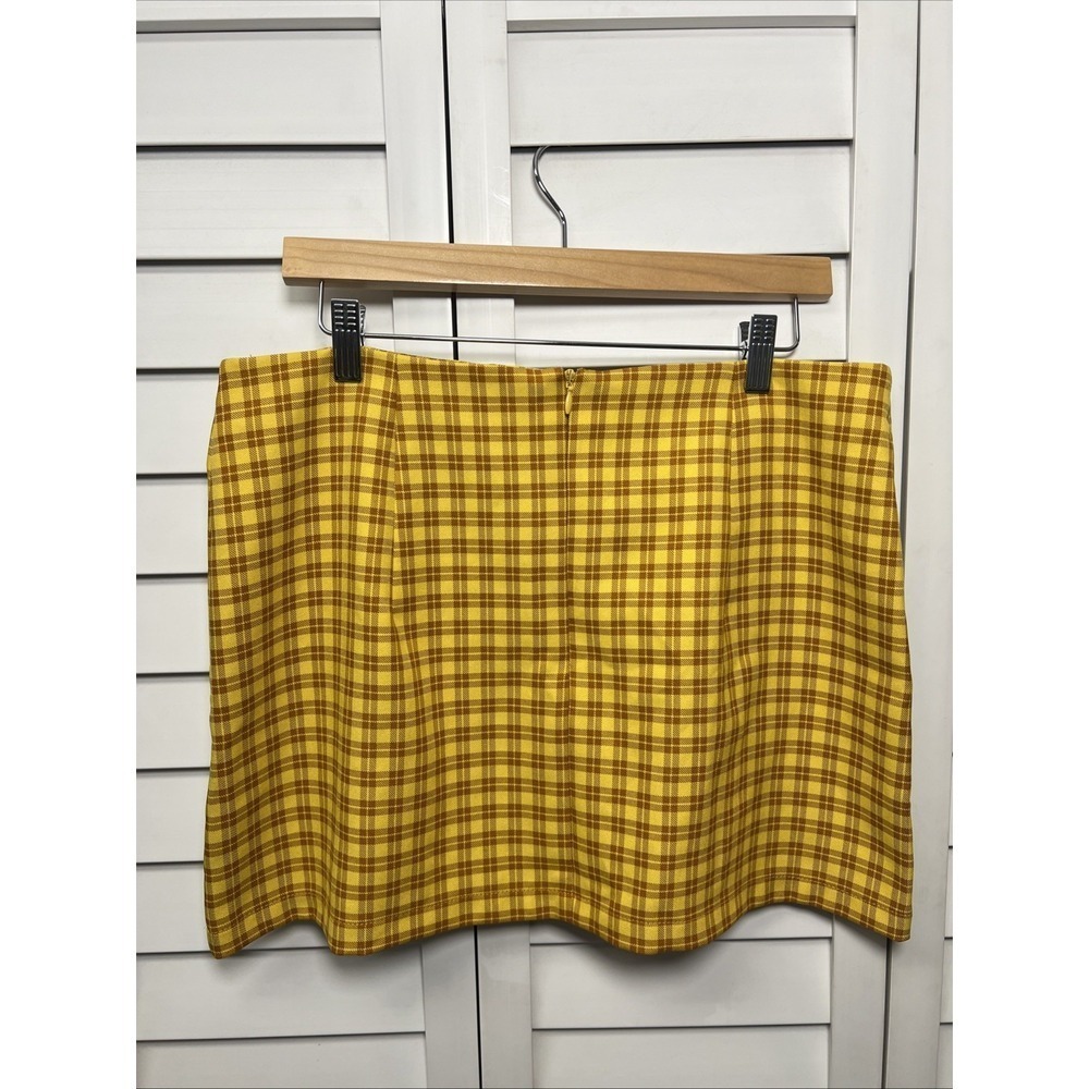 Urban Outfitters Gretchen Plaid Pelmet Mini Skirt Size XL Yellow NWT - Picture 9 of 10